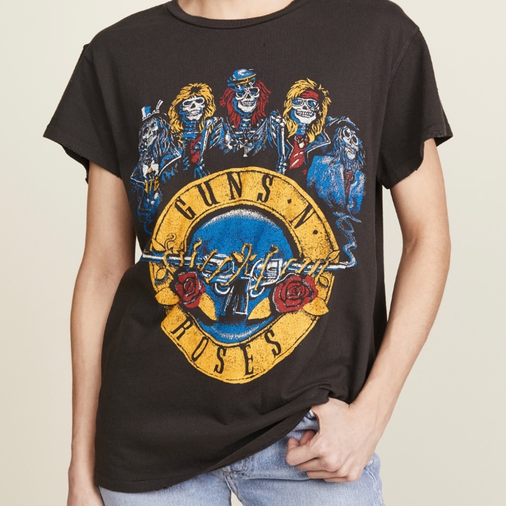Madeworn Guns N Roses Circle Tee in Dirty Black